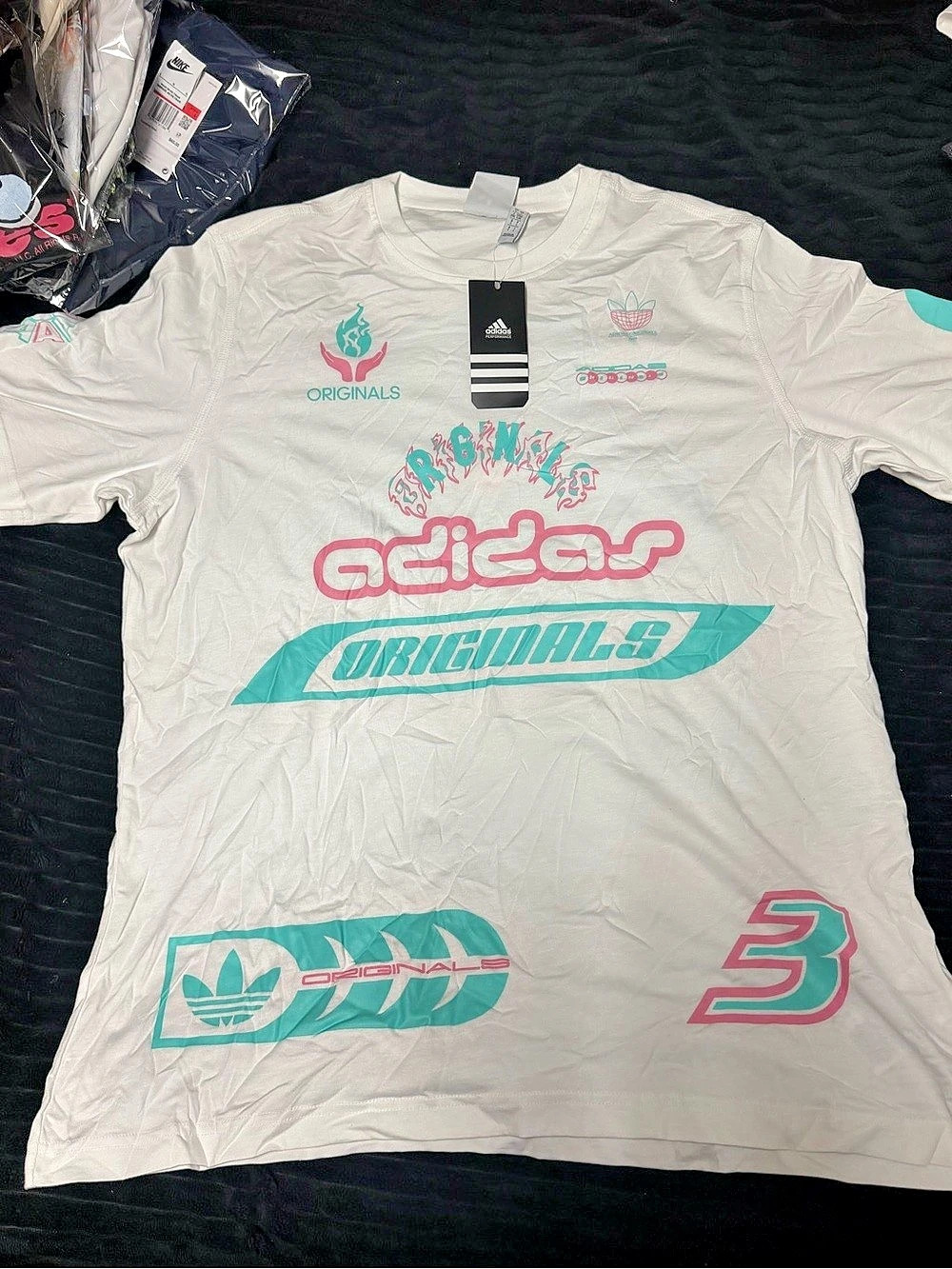 adidas Graphic Short Sleeve Tee in White & Pink NWT